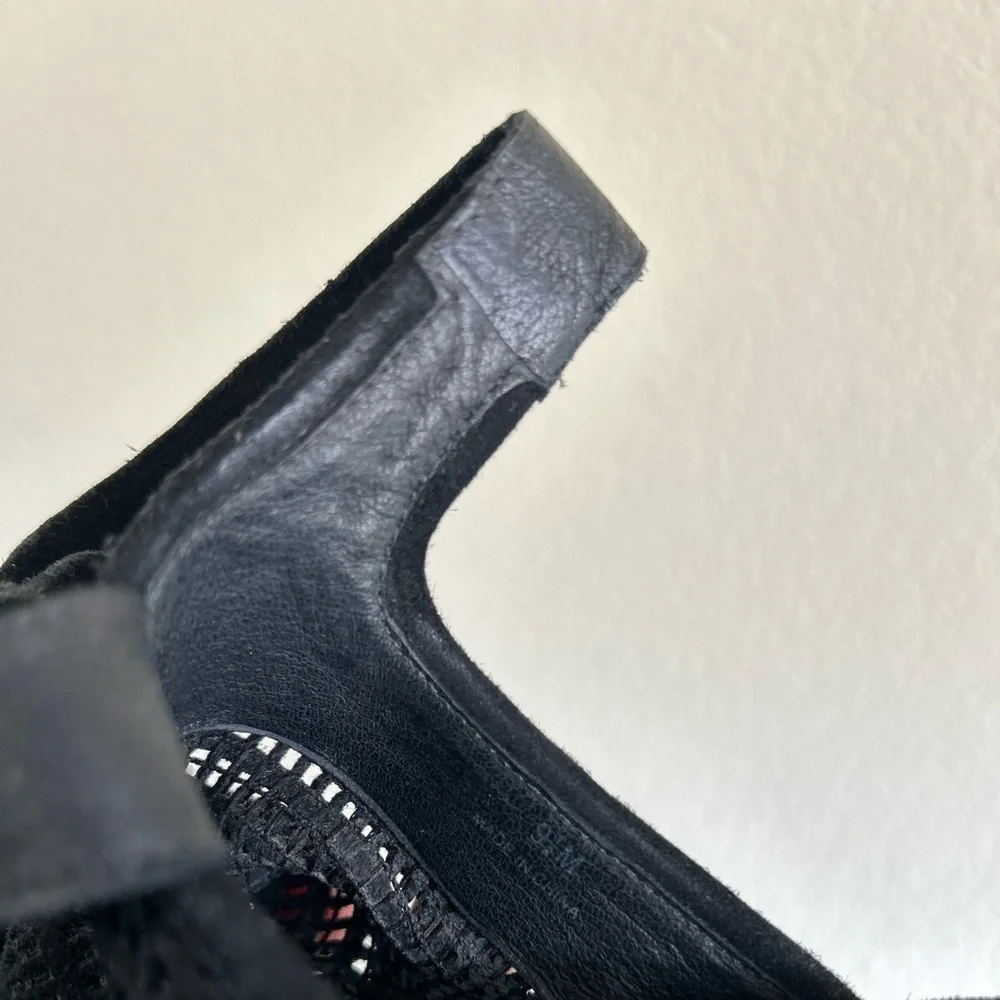 Eileen Fisher Women's Aura Slingback Espadrille Wedge Black Leather Twine Sz 9.5